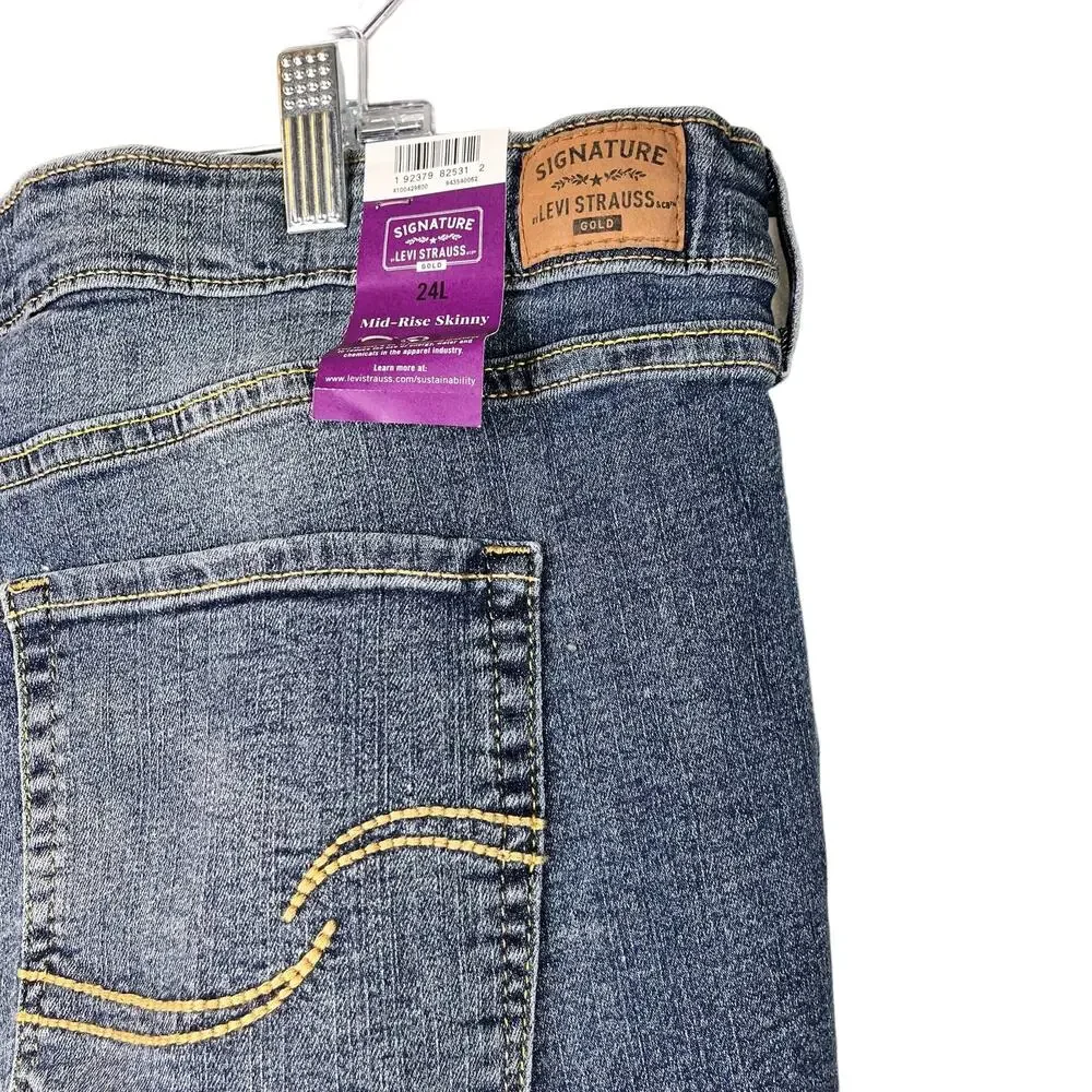 Signature Levi's Strauss Womens Blue Mid Rise Skinny Denim Skinny Jeans 24 L - Picture 5 of 7